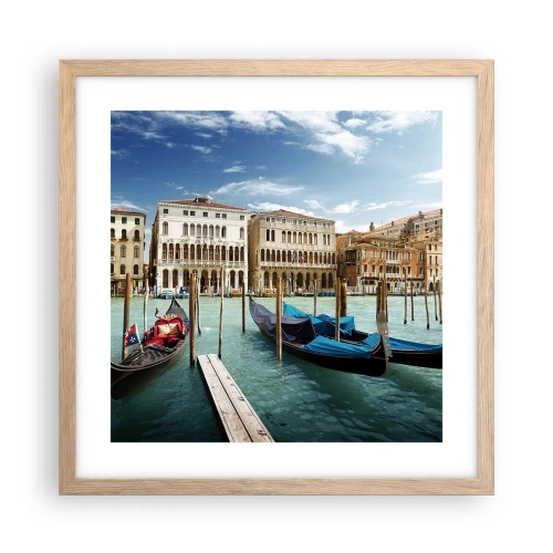 Poster în ramă de stejar deschis - Palate în albastru - 40x40 cm