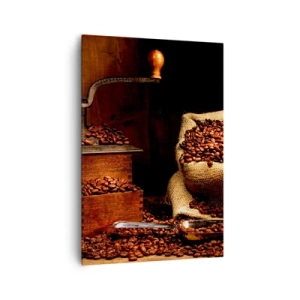 Tablou pe pânză - Natură moartă cu boabe de cafea și măcinător - 70x100 cm