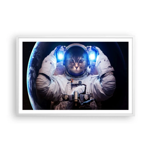 Poster în ramă albă - Houston, aveți o problemă - 91x61 cm