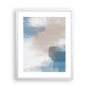 Poster în ramă albă - Abstracție roz în spatele unui voal de albastru - 40x50 cm