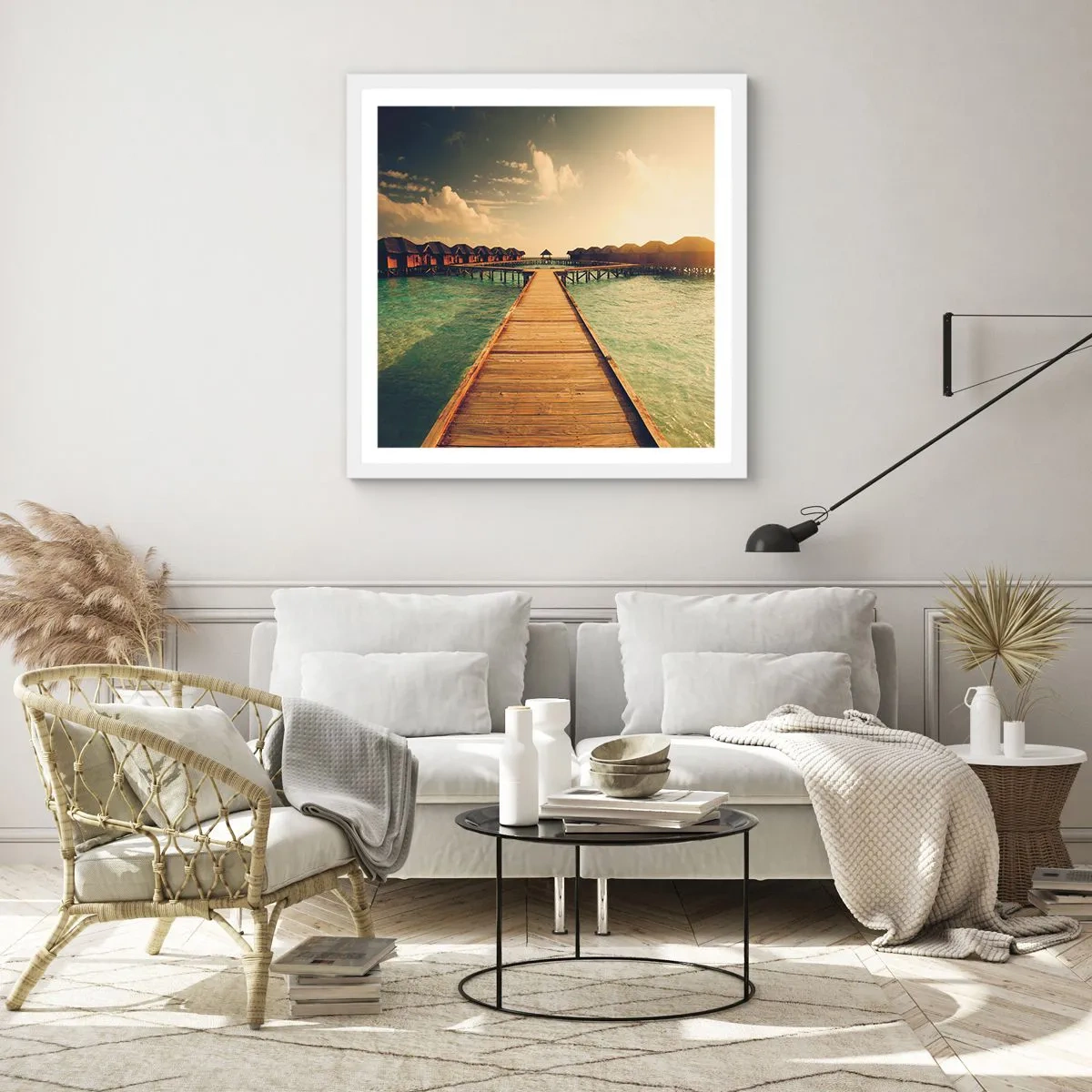 Poster în ramă albă - O invitație caldă - 30x30 cm