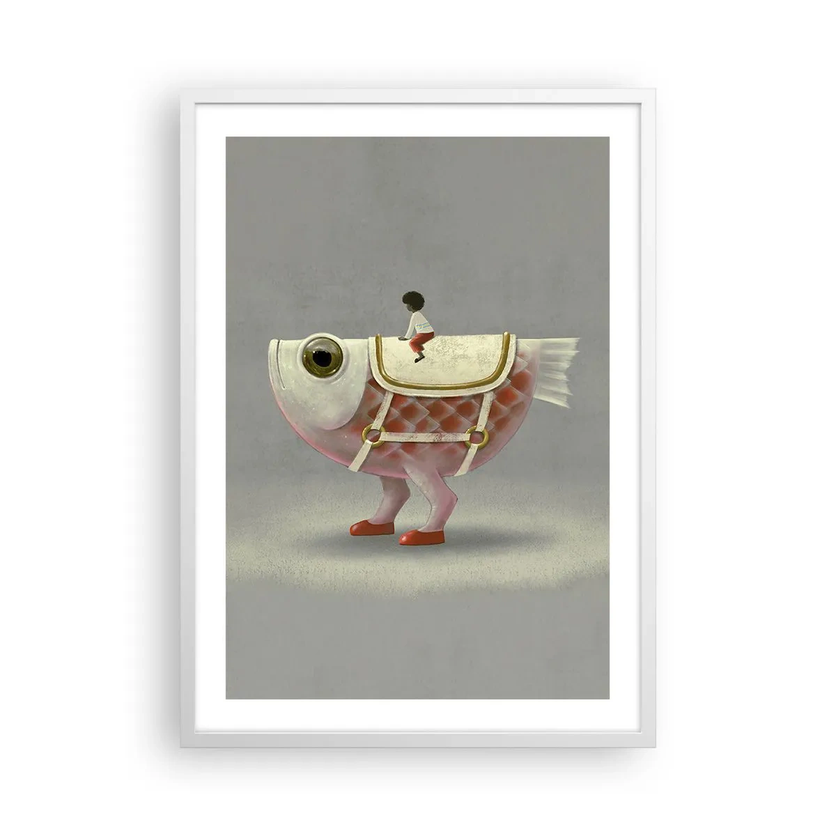 Poster în ramă albă - Călărețul Pescărel - 50x70 cm
