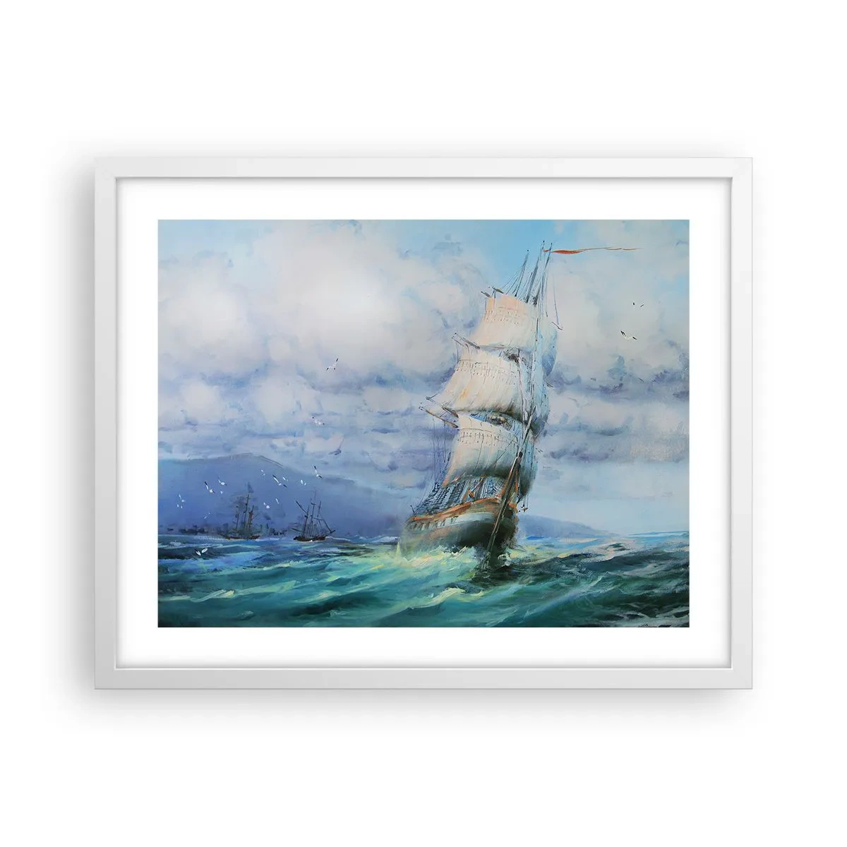 Poster în ramă albă - Vânturi bune - 50x40 cm