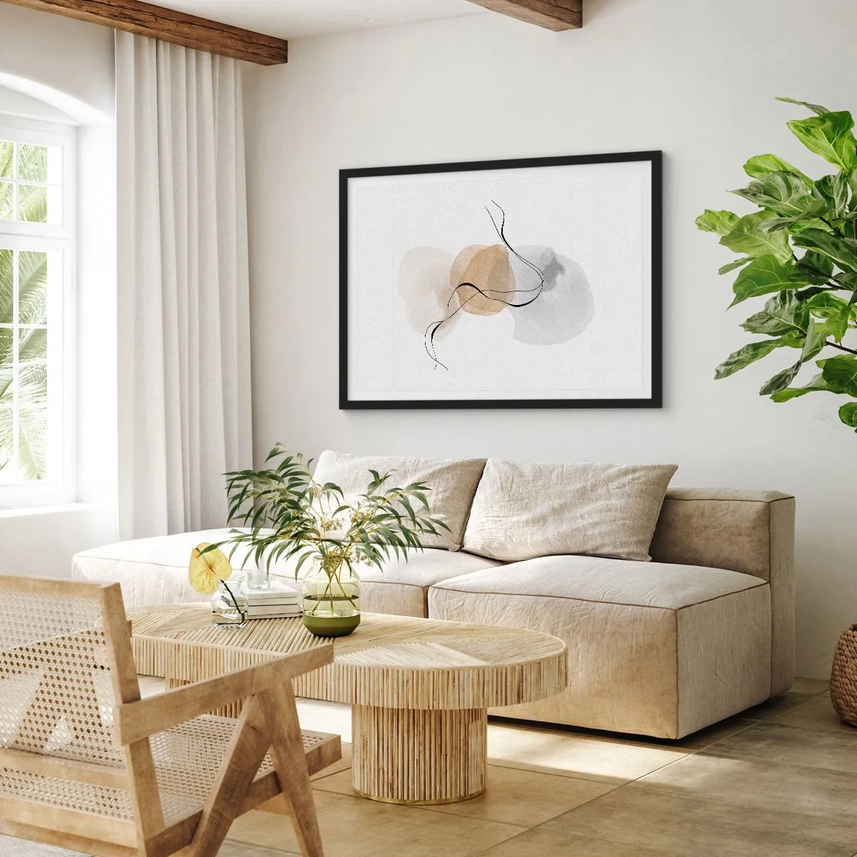 Poster în ramă neagră - Mărgele de aer - 70x50 cm