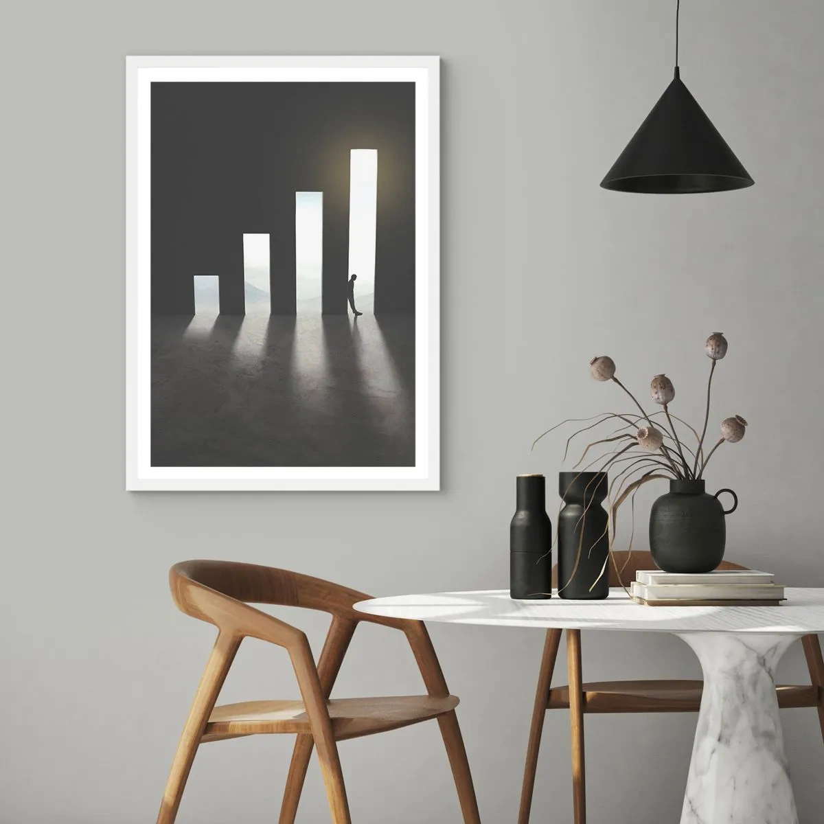 Poster în ramă albă - Succesul - o impresie - 40x50 cm