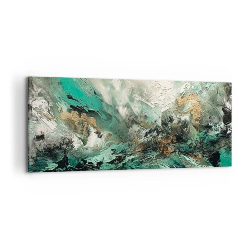 Tablou pe pânză - Fierbere negru-smarald - 100x40 cm