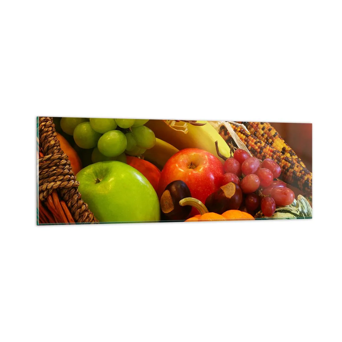 Tablou pe sticlă - Coșul de recoltă - 90x30 cm