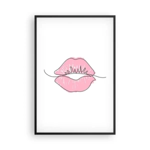 Poster în ramă neagră - Vrei un sărut? - 61x91 cm