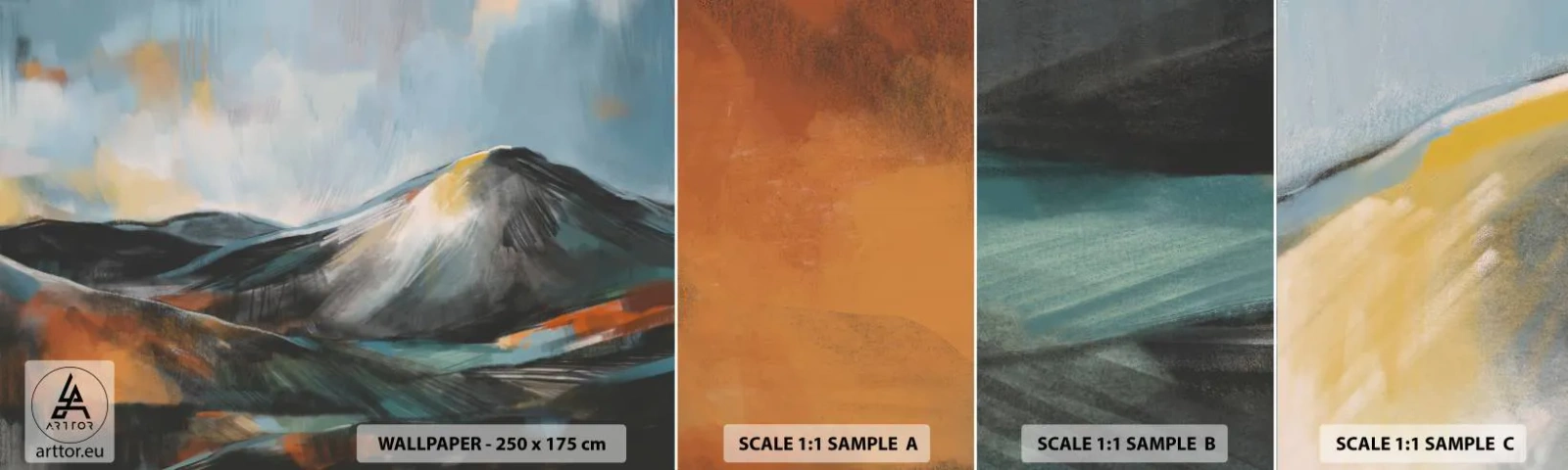 Mostră tapet autocolant Deluxe Sticker - Dure și frumoase - Bucată, Munţi, Peisaj - 100x30 cm