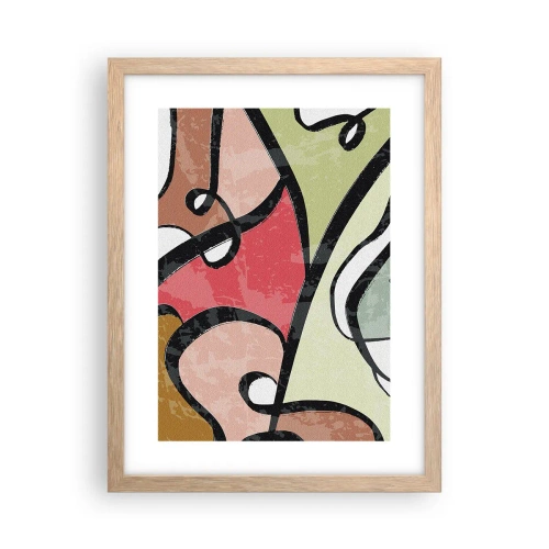 Poster în ramă de stejar deschis - Piruetă printre culori - 30x40 cm