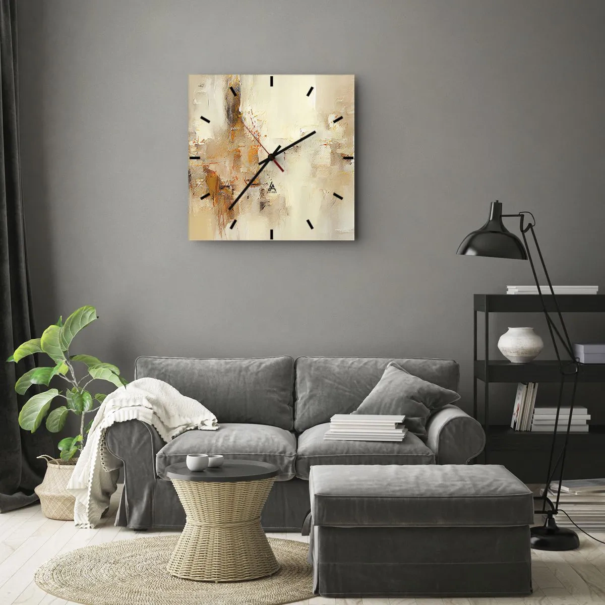 Ceas de perete - Ceas pe sticlă - Sufletul de chihlimbar - 40x40 cm