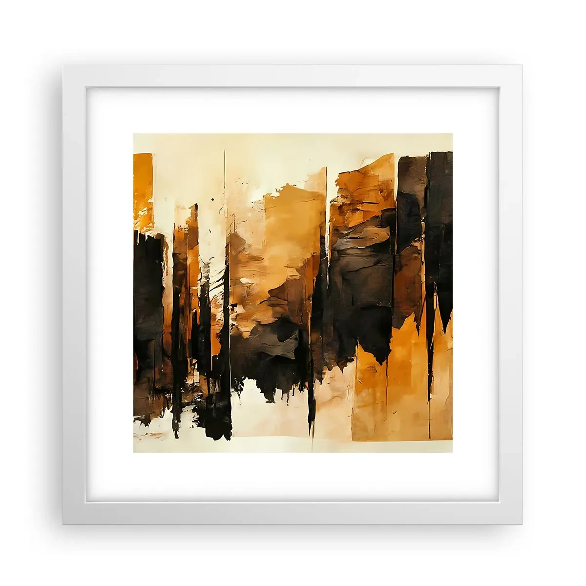 Poster în ramă albă - Armonie de negru și auriu - 30x30 cm