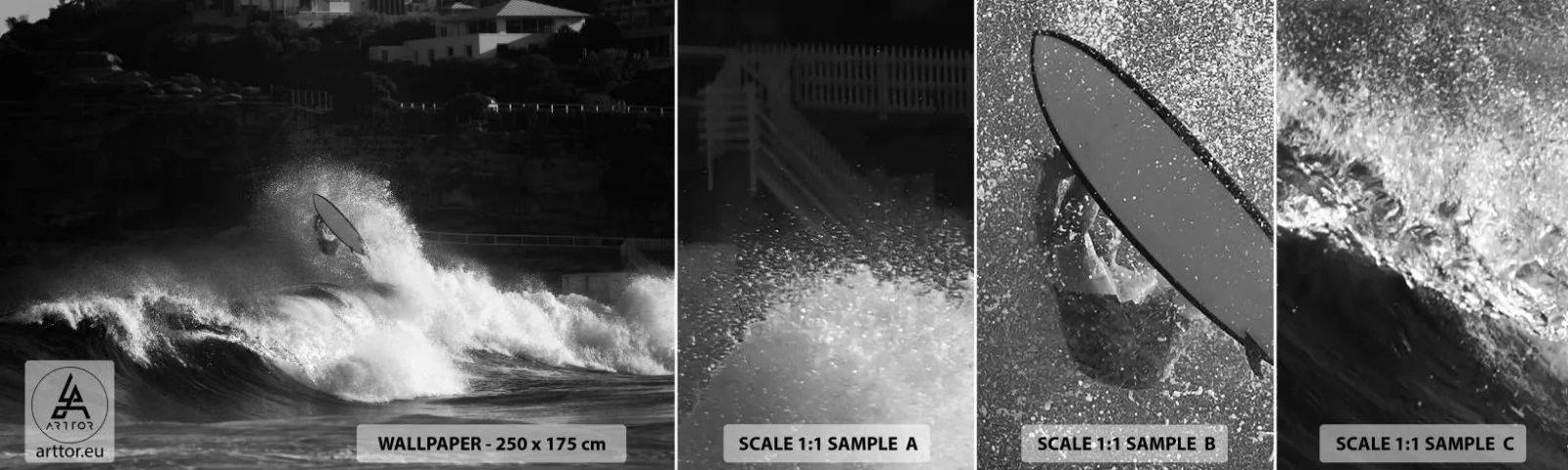 Mostră de Tapet Standard Eco - Provocare acceptată! - Surfing, Val, Sporturi acvatice - 100x30 cm