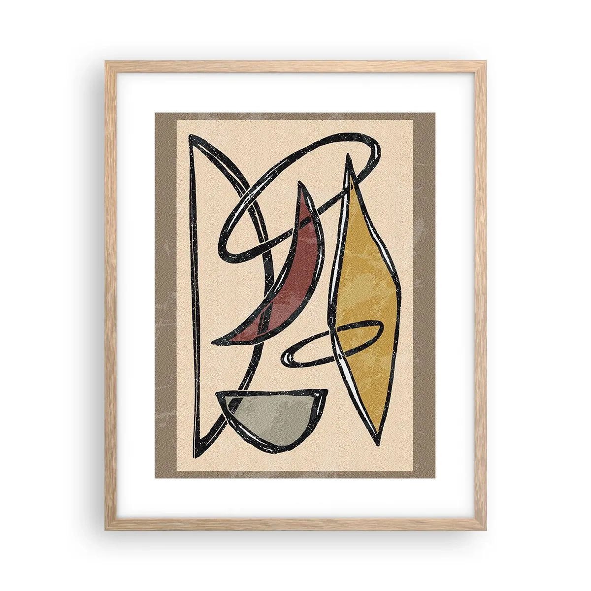 Poster în ramă de stejar deschis - Compoziție - arcuri și ovale - 40x50 cm