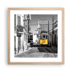 Poster în ramă de stejar deschis - Spiritul Lisabonei - 40x40 cm
