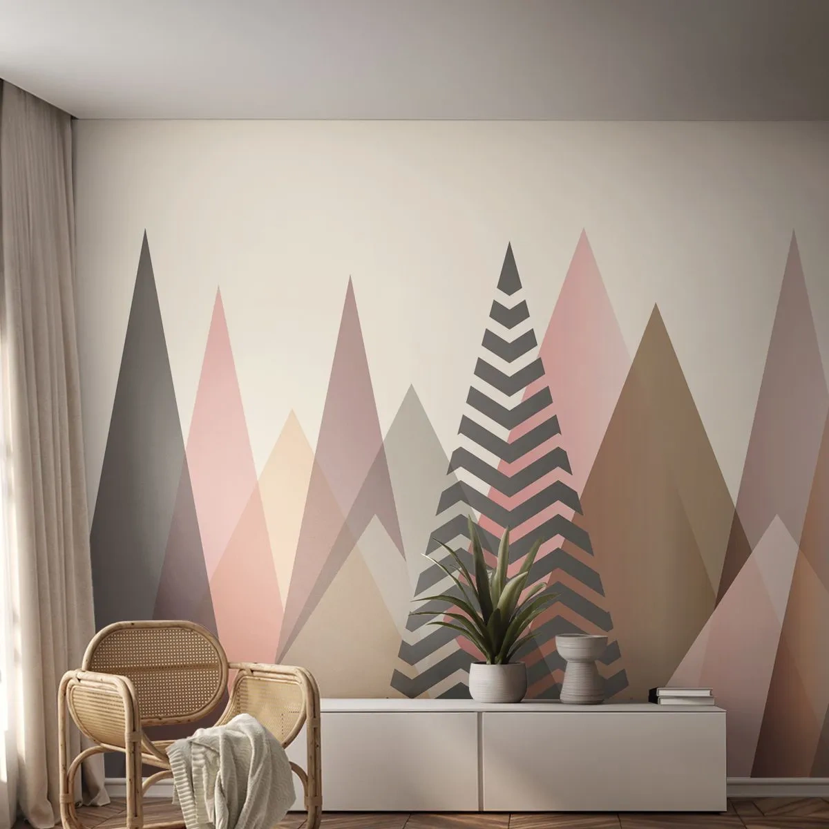 Tapet Premium Sand - Construcție piramidală - Abstracția, Bucată, Triunghiuri - 100x70 cm