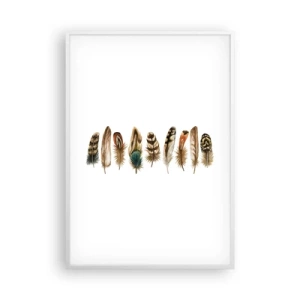 Poster în ramă albă - Variație cu pene - 70x100 cm