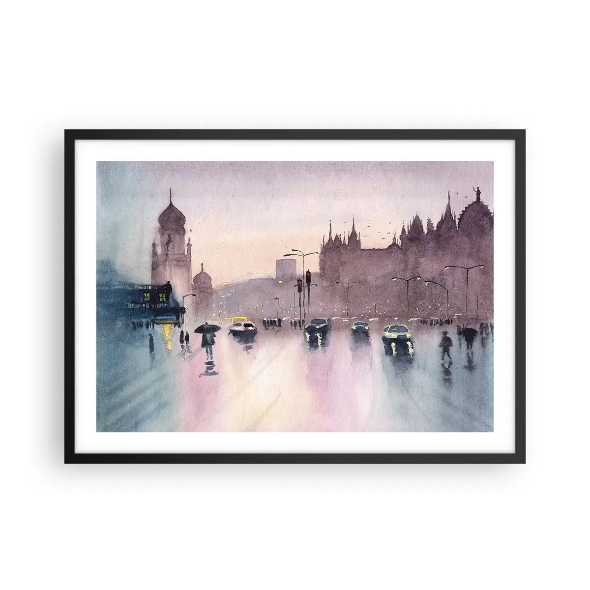 Poster în ramă neagră - Într-o ceață ploioasă - 70x50 cm