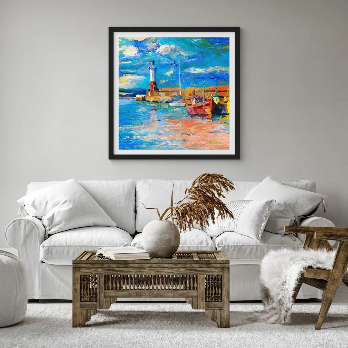 Poster în ramă neagră - După-amiază în golful de curcubeu - 30x30 cm