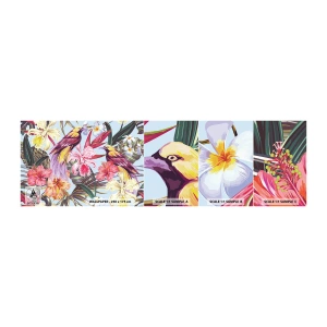Mostră tapet autocolant Deluxe Sticker - Petale și pene - Pasăre, Flori, Grădină - 100x30 cm