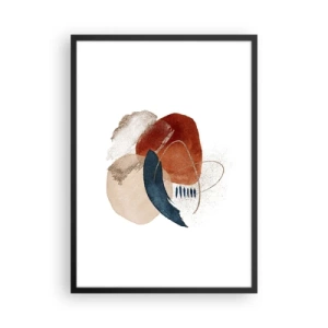 Poster în ramă neagră - Compoziție ovală abstractă în culori calde - 50x70cm - Compoziție ovală - Decorațiune modernă pentru perete pentru living și dormitor ARTTOR