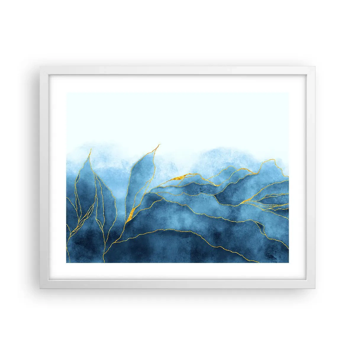 Poster în ramă albă - Albastru în aur - 50x40 cm