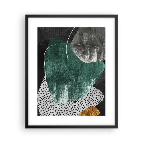 Poster în ramă neagră - Abstracție colorată cu fulgi de aur - 40x50 cm