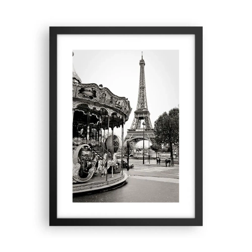 Poster în ramă neagră - Distracții retro pariziene - 30x40 cm