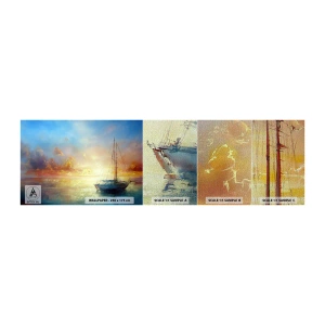 Mostră tapet Premium Sand - Într-un golf de aur - Barcă cu pânze, Peisaj, Mare - 100x30 cm