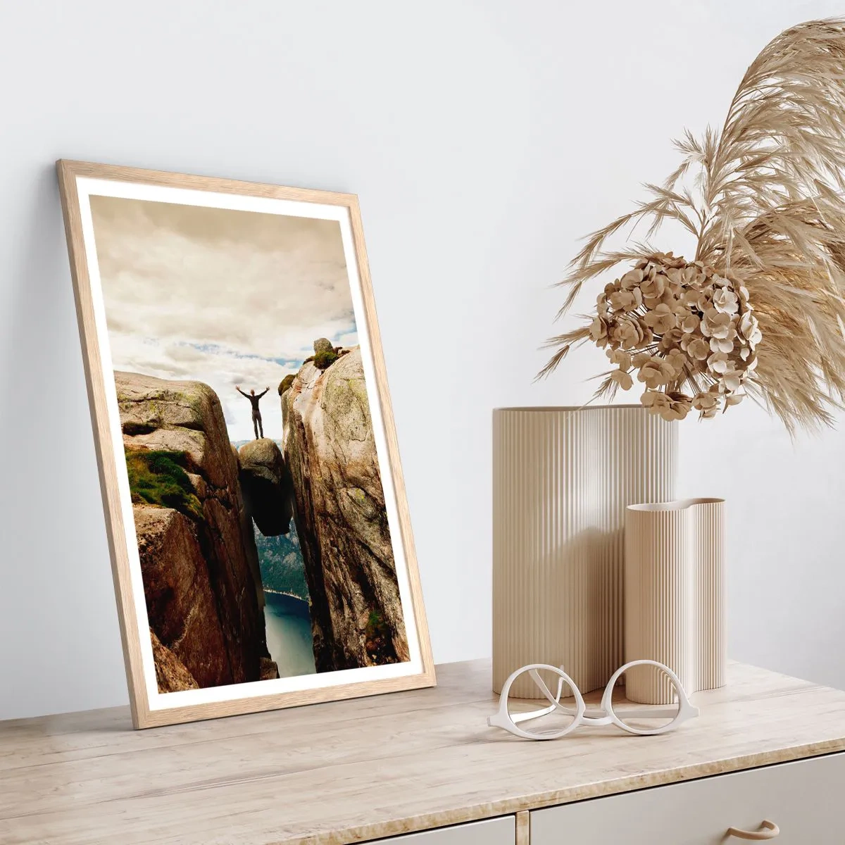 Poster în ramă de stejar deschis - Cum mă simt!? - 40x50 cm