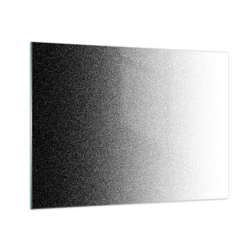 Tablou pe sticlă - Gradient alb-negru cu efecte granulate și luminoase - 70x50cm - Spre lumină - Decorațiune modernă pentru perete pentru living și dormitor ARTTOR