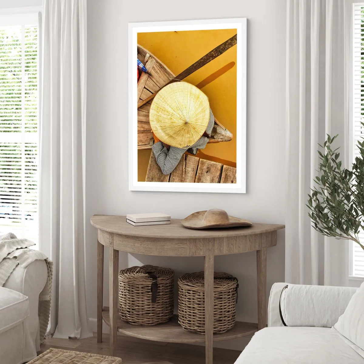 Poster în ramă albă - Viața pe râul galben - 70x100 cm