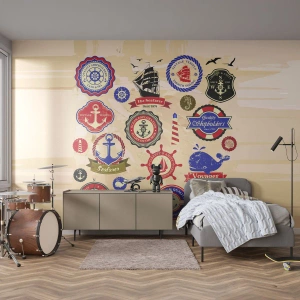 Tapet Standard Eco - Frăția navigării - Nautic, Ancoră, Busolă - 300x210 cm