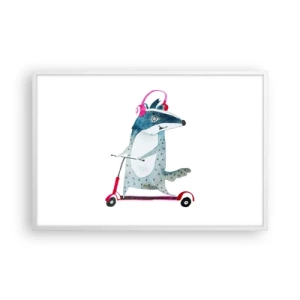 Poster în ramă albă - Bucurie de bursuc - 91x61 cm