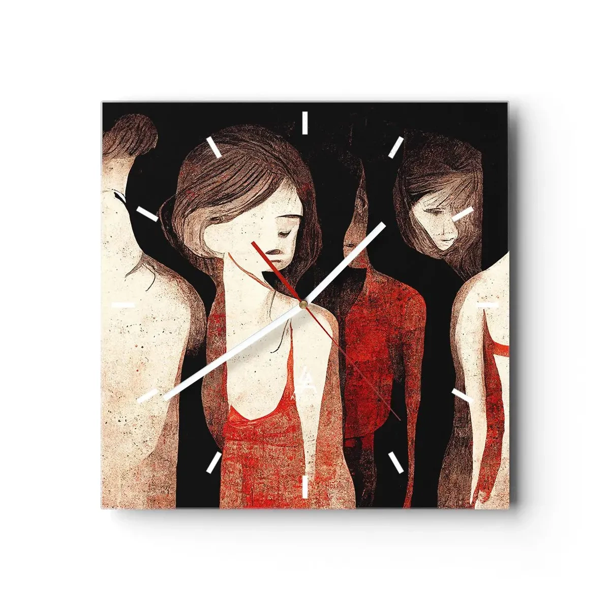 Ceas de perete - Ceas pe sticlă - Madonele întunericului - 40x40 cm