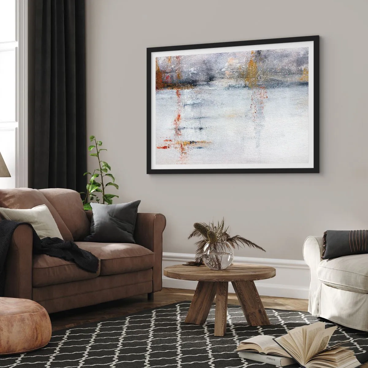 Poster în ramă neagră - În spatele cortinei de aer - 100x70 cm