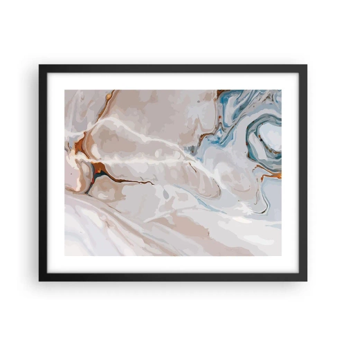 Poster în ramă neagră - Meandre albastre sub alb - 50x40 cm