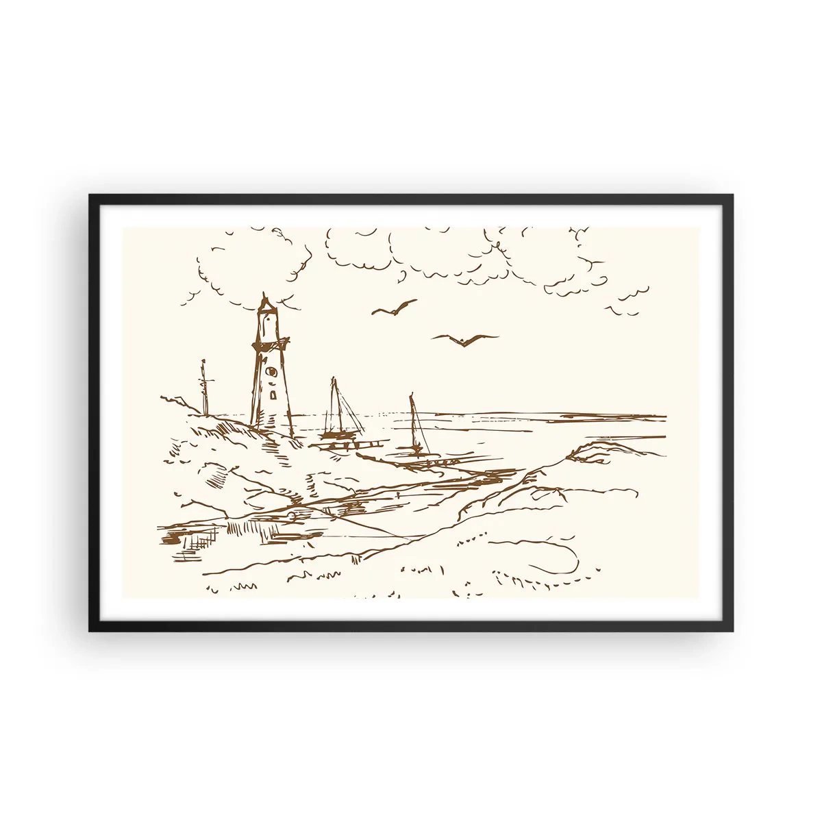 Poster în ramă neagră - Schiță de amintiri de vară - 91x61 cm
