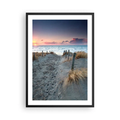 Poster în ramă neagră - Cale de plajă la apus cu vedere la mare - 50x70cm - Ai revărsat un curcubeu cu splendoare radiantă... - Decorațiune modernă pentru perete pentru living și dormitor ARTTOR