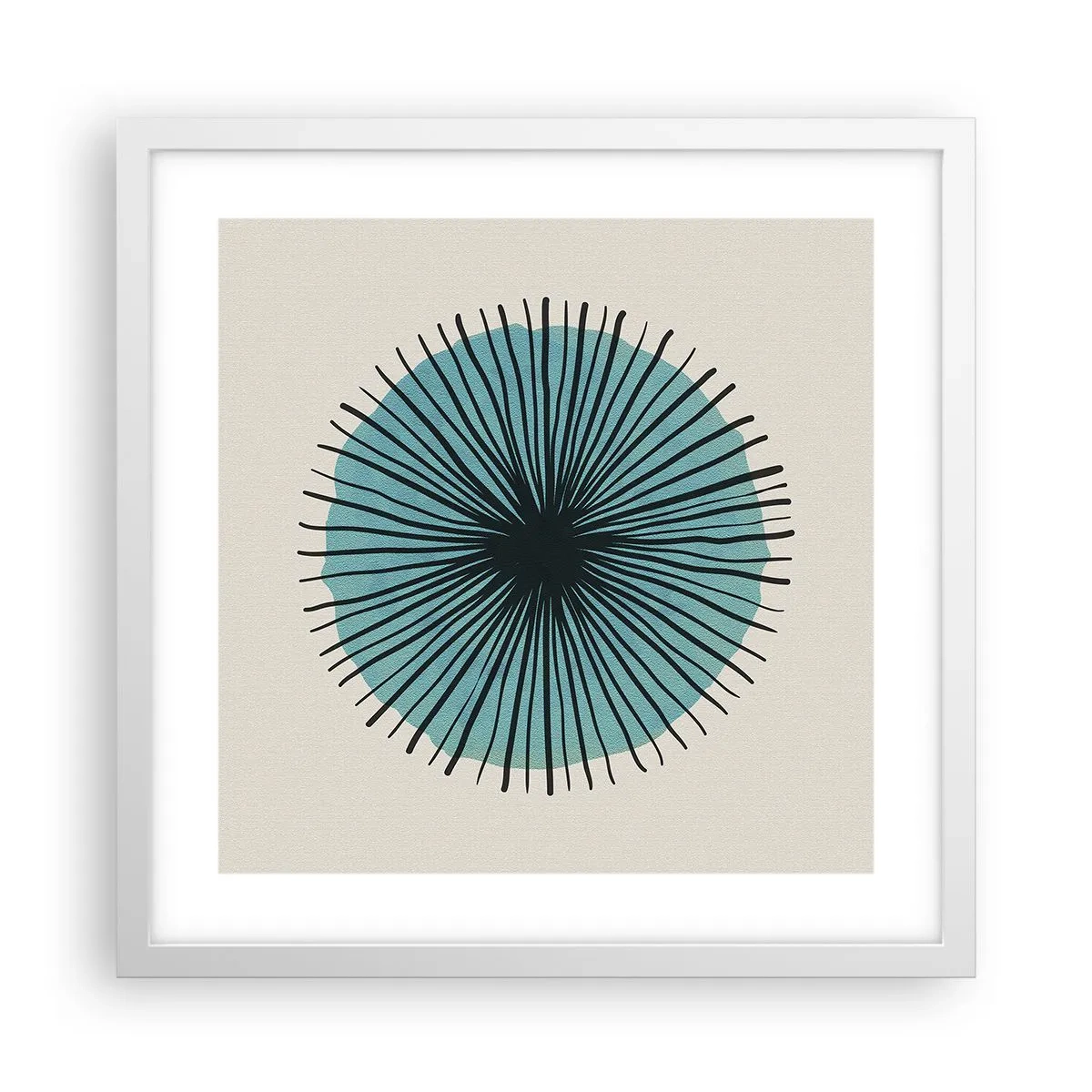 Poster în ramă albă - Radiant pe albastru - 40x40 cm