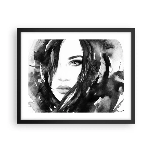 Poster în ramă neagră - Studiu unei dame în alb și negru - 50x40 cm