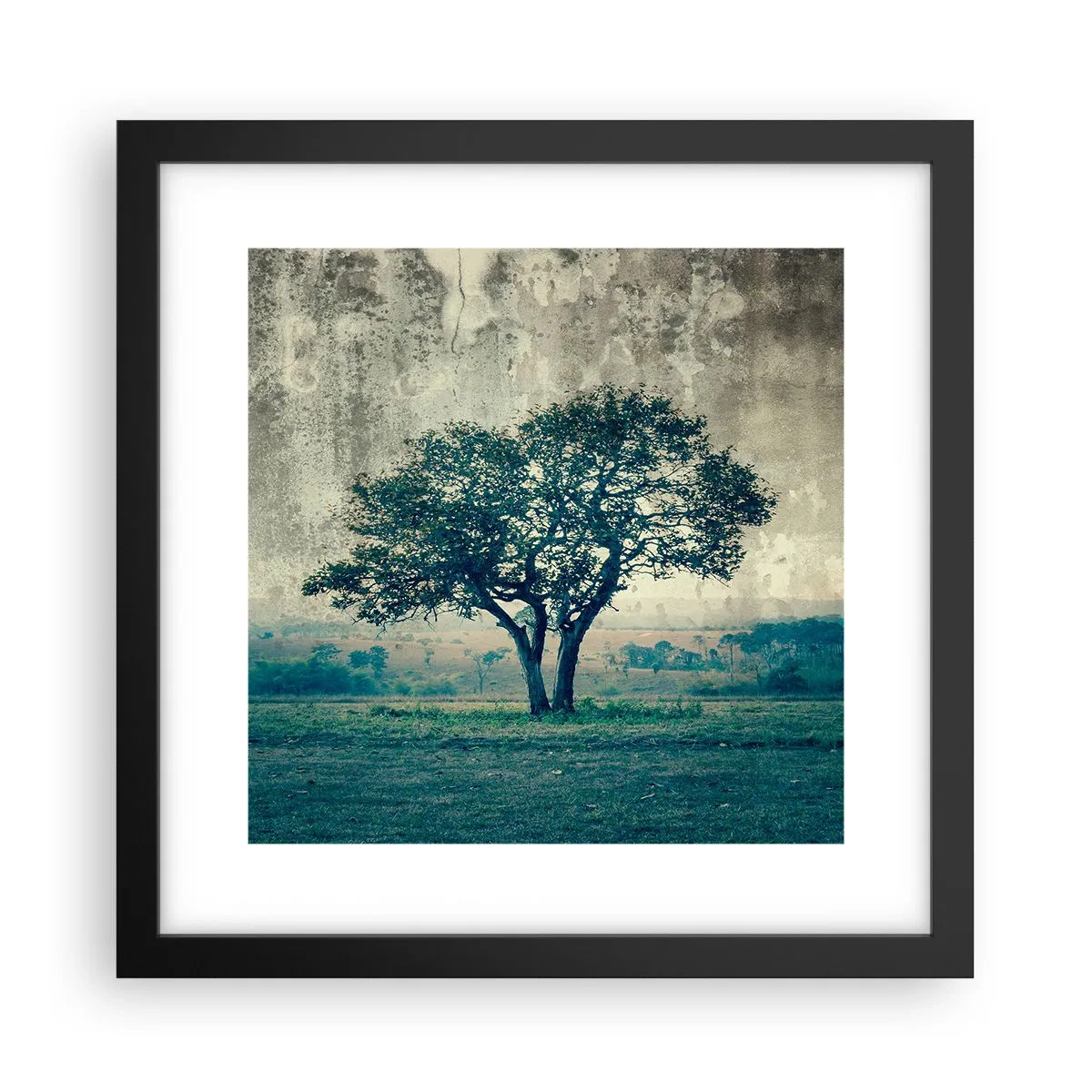 Poster în ramă neagră - Un măr pe o pajiște albastră? - 30x30 cm