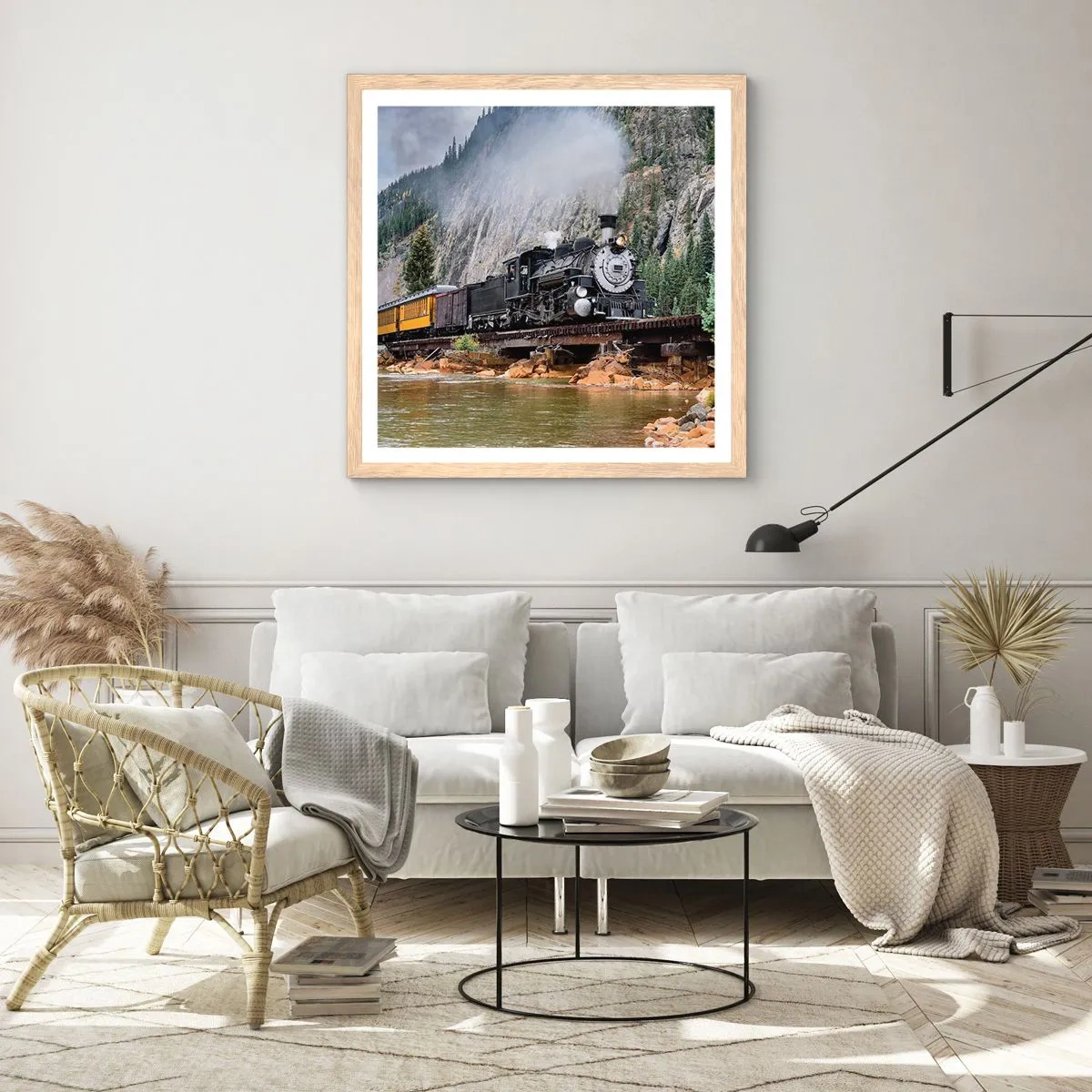 Poster în ramă de stejar deschis - Și încotro? Unde? - 40x40 cm