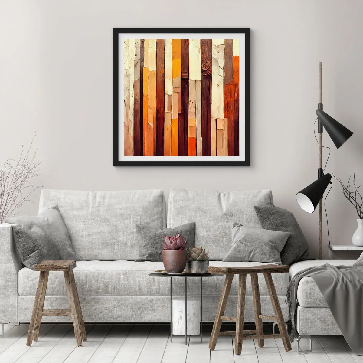 Poster în ramă neagră - Imnul copacilor din pădure - 60x60 cm
