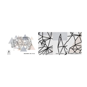 Mostră tapet Premium Canvas - Structura forței - Abstracția, Grafică, Rinocer - 100x30 cm