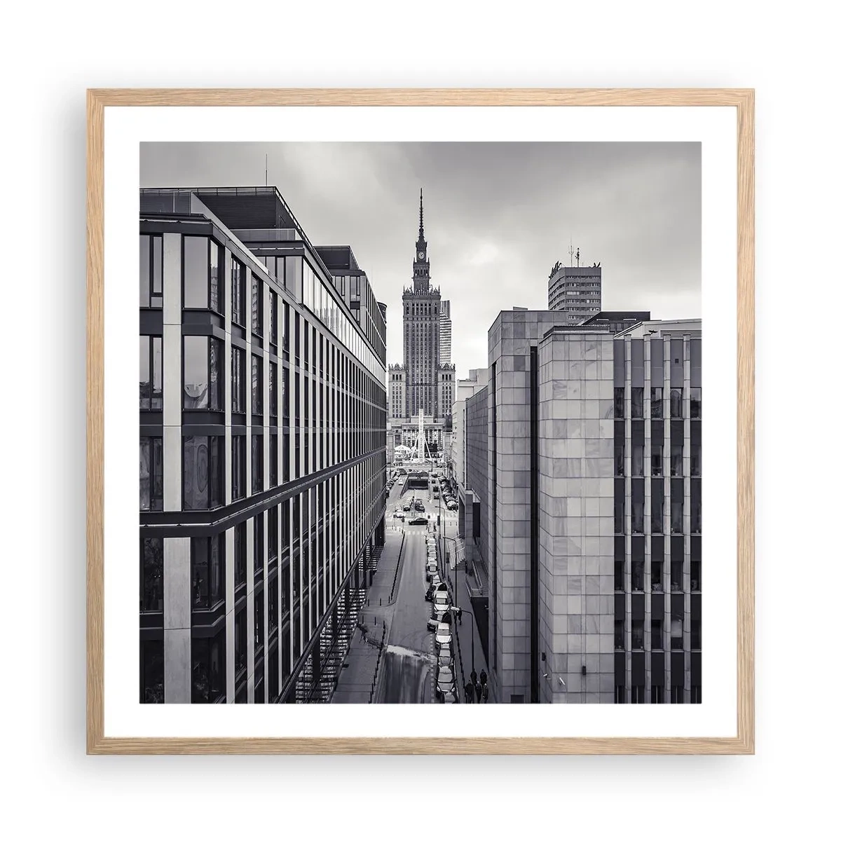 Poster în ramă de stejar deschis - Vale citadină din Varșovia - 60x60 cm