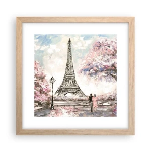 Poster în ramă de stejar deschis - Plimbare în aprilie la Paris - 30x30 cm