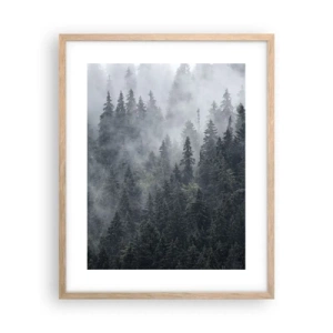 Poster în ramă de stejar deschis - Zori de pădure - 40x50 cm