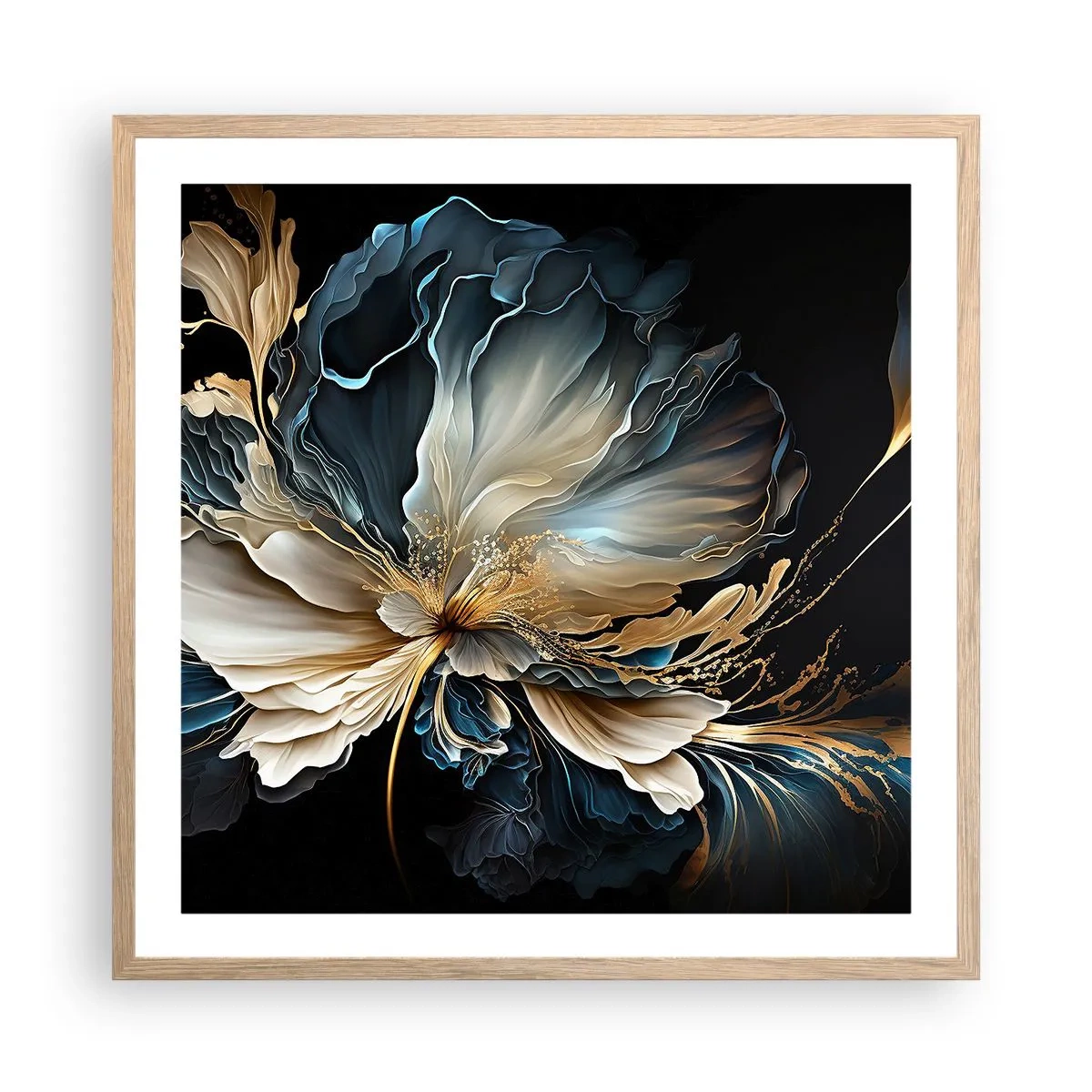 Poster în ramă de stejar deschis - Povestea unei flori de iubire - 60x60 cm