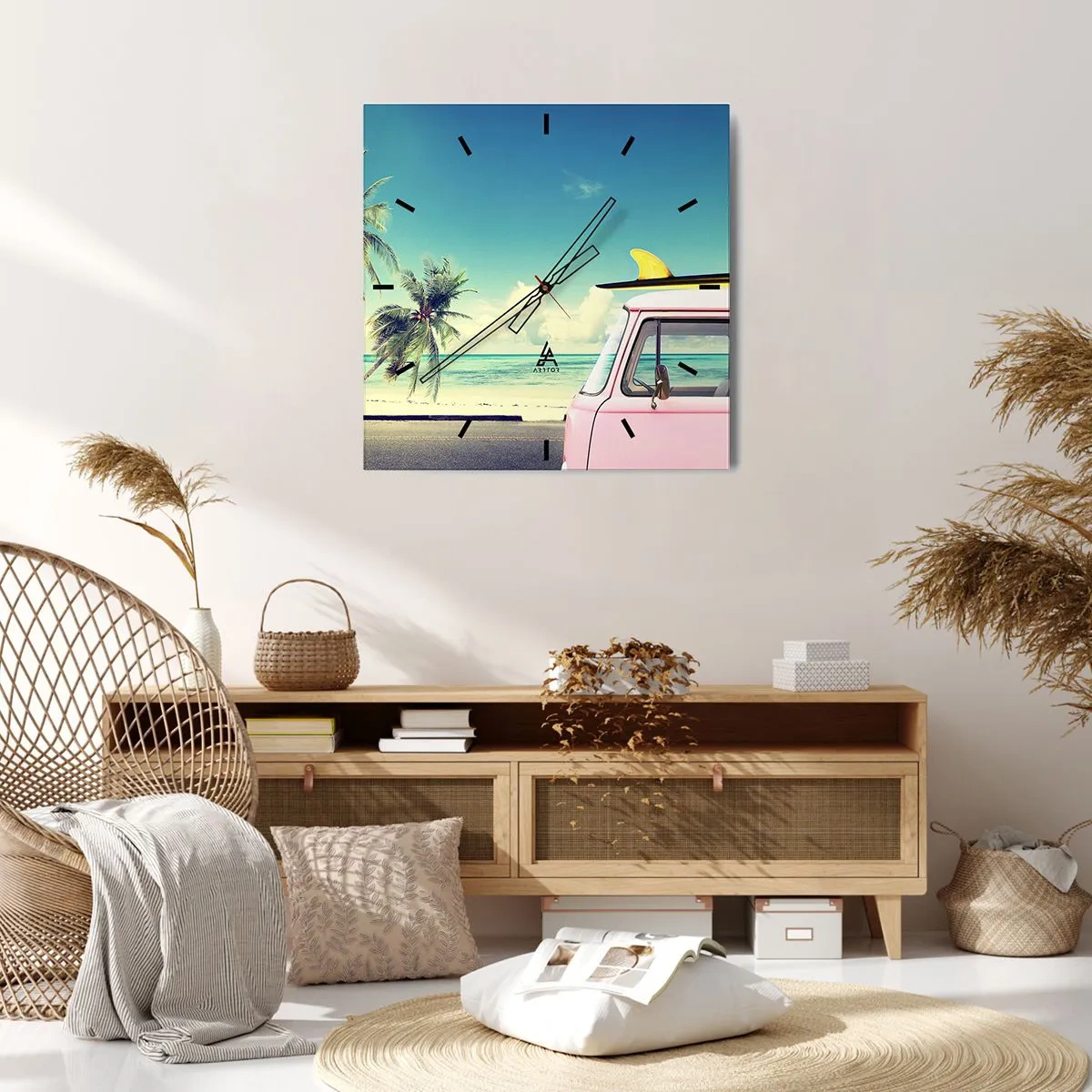 Ceas de perete - Ceas pe sticlă - Să înceapă vacanța - 30x30 cm